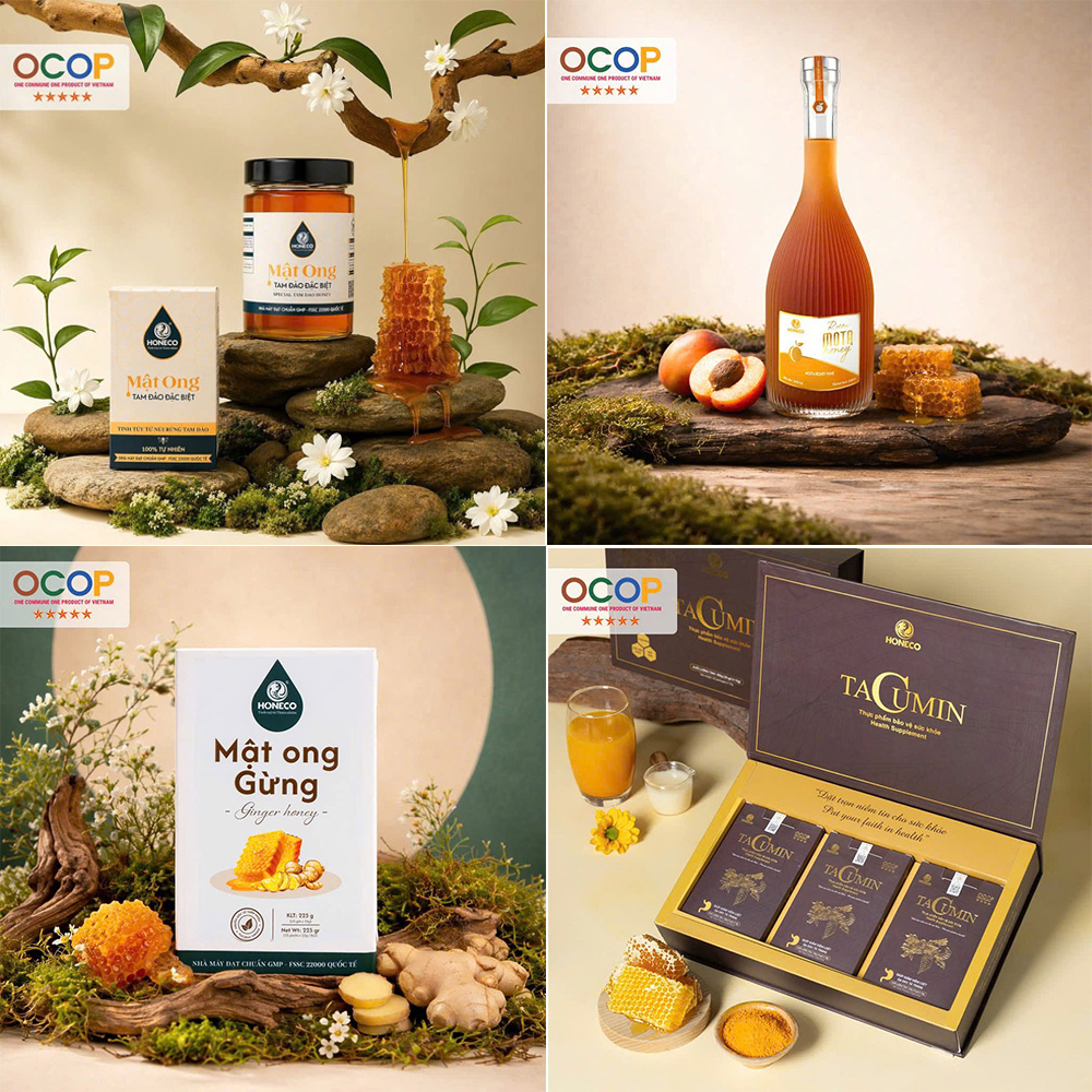 Chứng nhận ocop 5 sao Mật ong honeco