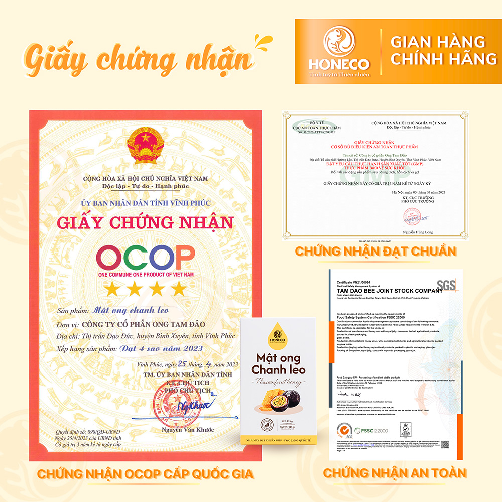 Mật ong Chanh Leo (Hộp 15 gói)