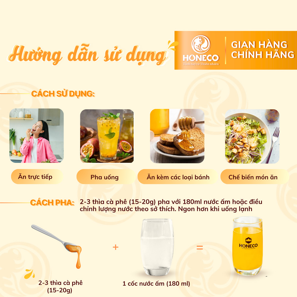 Hướng dẫn sử dụng mật ong chanh leo
