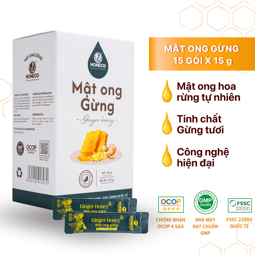 Mật ong Gừng (Hộp 15 gói)