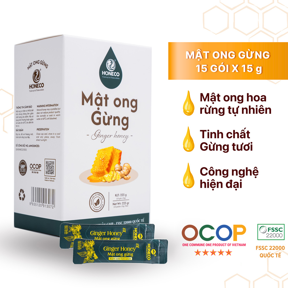 Mật ong Gừng (Hộp 15 gói)
