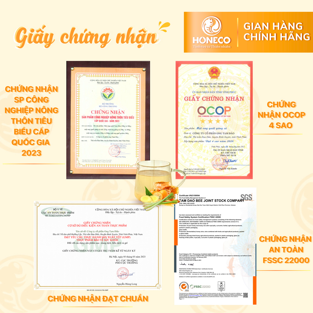 Mật ong Quất gừng sả (Hộp 15 gói)