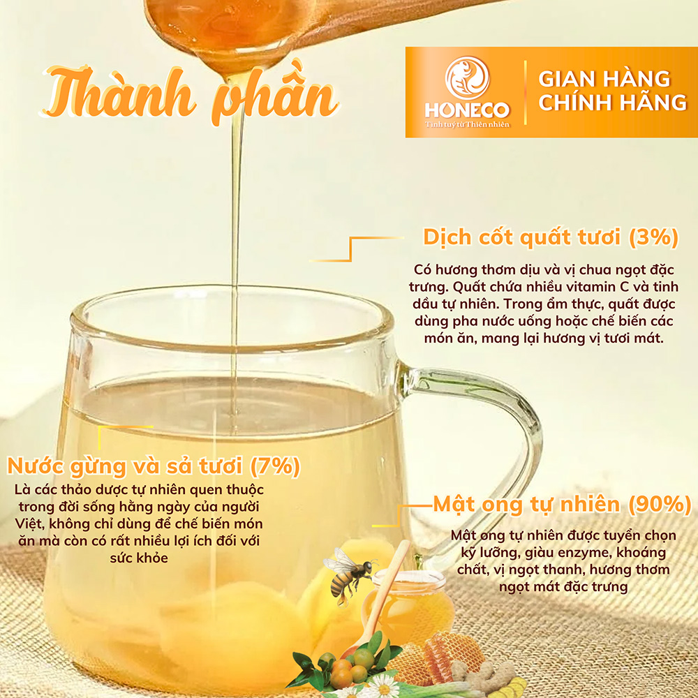 Thành phần Mật ong quất gừng sả