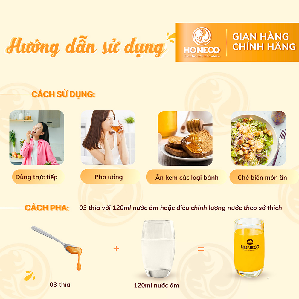 Hướng dẫn sử dụng Mật ong sữa chúa Honeco