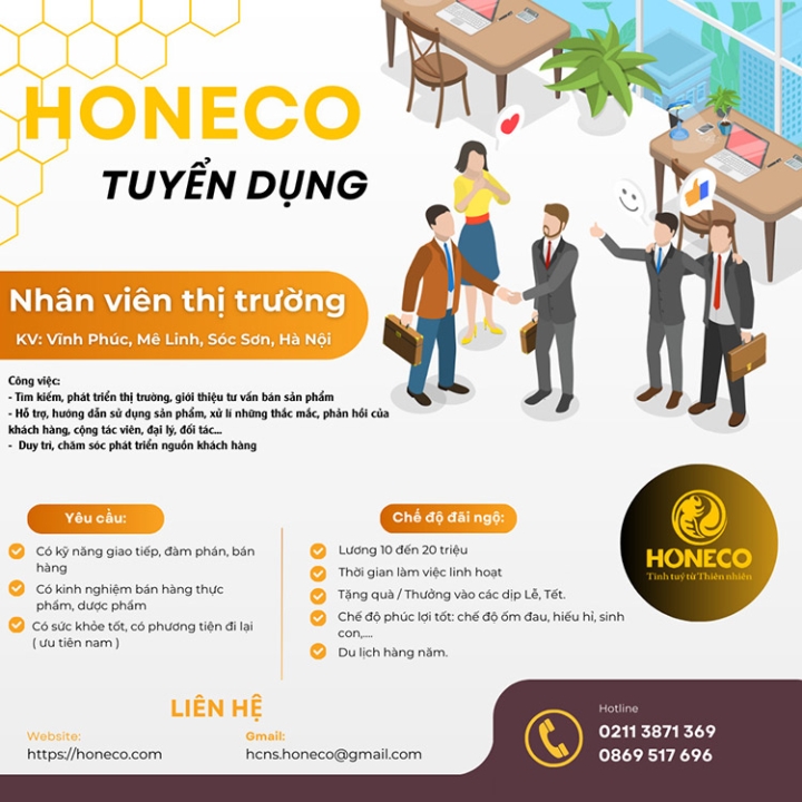 HONECO tuyển dụng nhân viên kinh doanh thị trường