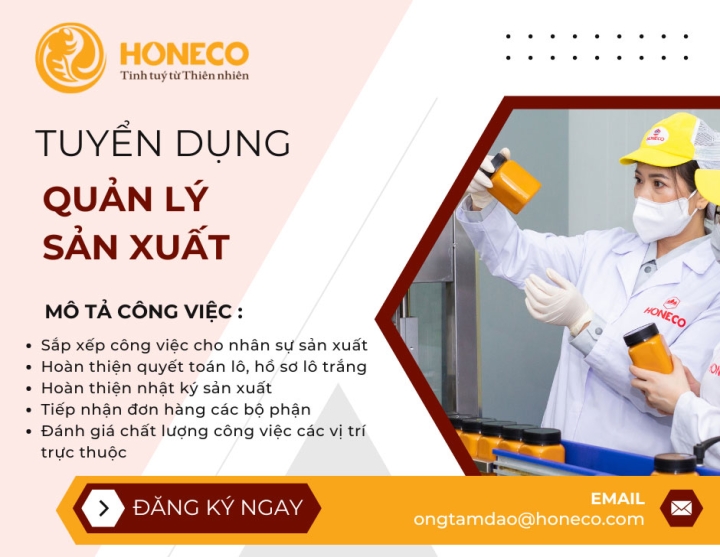 Honeco tuyển dụng Quản lý sản xuất
