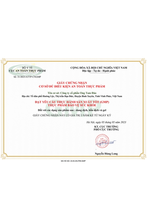 Giấy chứng nhận GMP